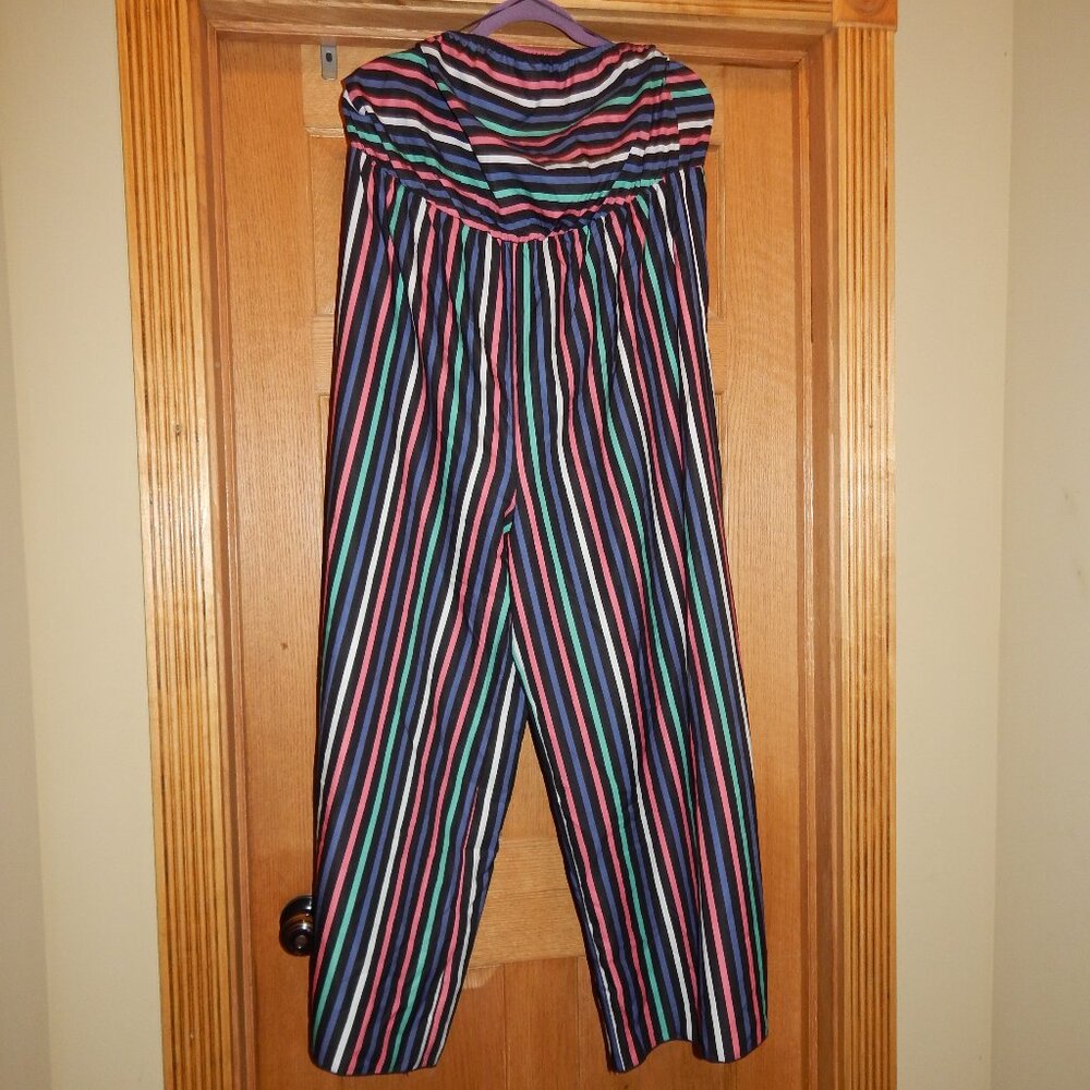 Women's Plus Size 2XL Shein Curve Stripe Strapless Wide Leg Jumpsuit Romper